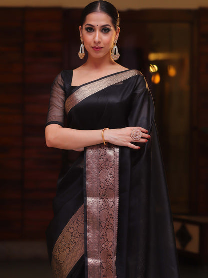 BLACK ORGANZA SAREE