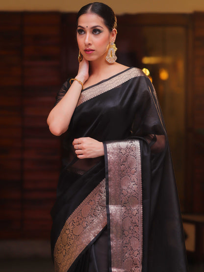 BLACK ORGANZA SAREE