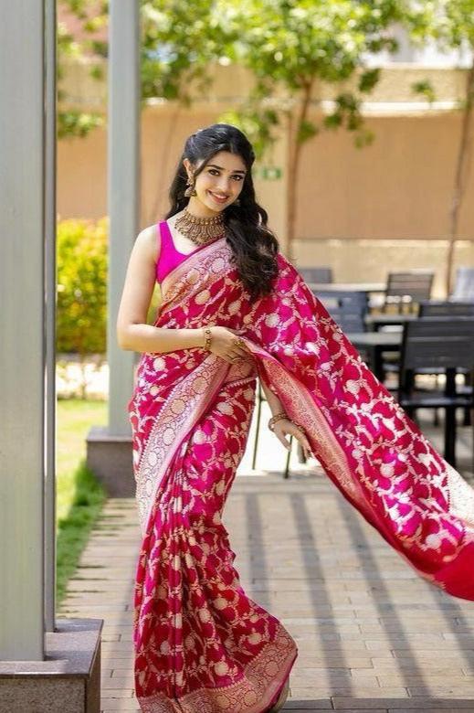 PINK FLOWER SAREE