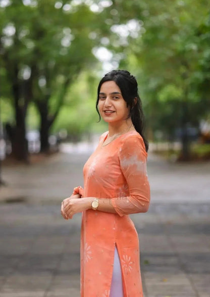 ORANGE KURTI WITH SCRUNCHIES