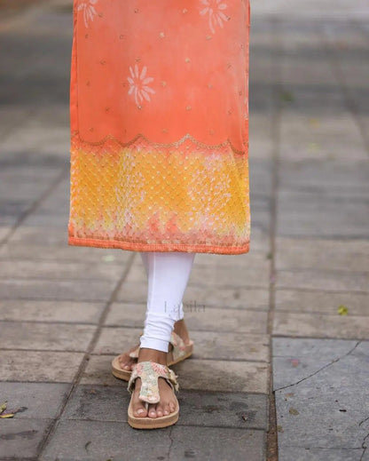 ORANGE KURTI WITH SCRUNCHIES